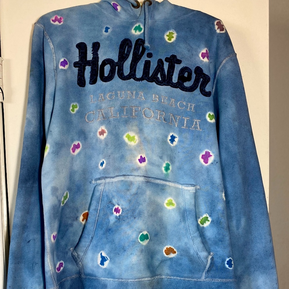 HANDMADE REPURPOSED ARTWEAR HOODIE SWEATSHIRT - HOLLISTER